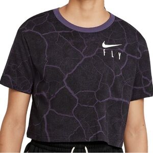 NWOT Nike Crop Top Womens Basketball FLY Swoosh Cropped Tee Black Purple
